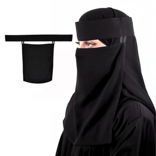 Saudi Niqab | Black Chiffon | Breathable & Comfortable | Premium Quality | Versatile for Special Occasions & Daily Wear | Easy Care | 12 x 15 Inches