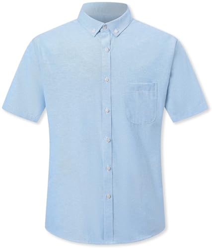 Image of SANGTREE Men & Boy Striped Multicolor Oxford Cotton Shirt,Comfortable Fit,Short Sleeve Collared Shirt