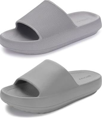 BRONAX Pillow Slippers+Arch Support Pillow Slippers Grey Size 4-5.5 Women/3-4 Men