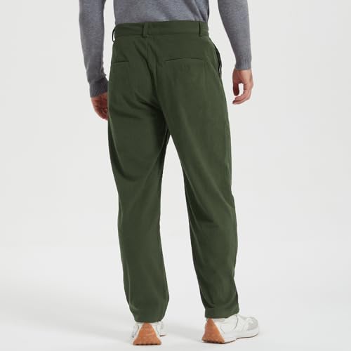 Men's Corduroy Pants Slim Casual Straight Pants Mens Vintage Comfort Flat Front Classic with Pocket Cargo Pants2