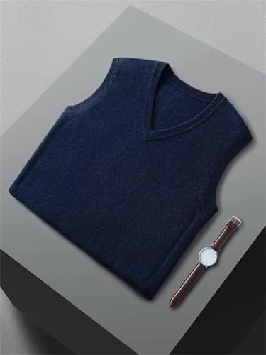 Warm Knit Vest 100% Cashmere Vest Men's V-Neck Sleeveless Sweater solid Color Waistcoat4
