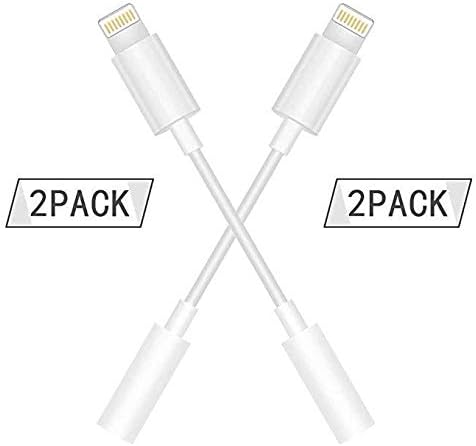 (2 Pack) Lavonna Aux to Lighting Cable Lighting to 3.5mm Headphone Jack aux Cable Adapter Compatible with iPhone 7/7 Plus - White