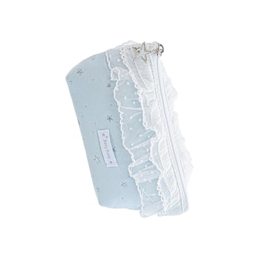 Starry Lace Pencil Case Large Capacity Fabric Pencil Bag Travel Pen Organiser Storage Pouches for Student Girl Teen Zippered Pen