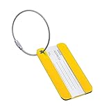 IKadiya Etiquetas de Equipaje, Etiquetas de Maletas de Metal de Aluminio con Trabillas de Acero Inoxidable(Oro)