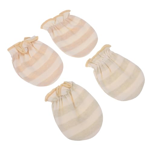 Hohopeti Breathable Cotton Mittens for Newborns Infant Mitts No Scratch 2 Pairs Pack
