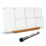 BIROYAL Desktop Glass Weekly Planner, Dry Erase Whiteboard with Detachable Wood Stand and Marker, Ta