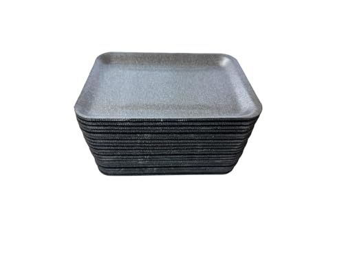 Crafts Foam Trays 20 Pieces Rectangle Meat Tray Food Tray for DIY Crafts Printmaking 8 1/4 x 5 3/4 x 1/2 (Black)