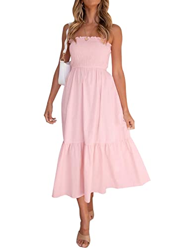 ZESICA Women's Summer Strapless Dress Off Shoulder Sleeveless Hig...