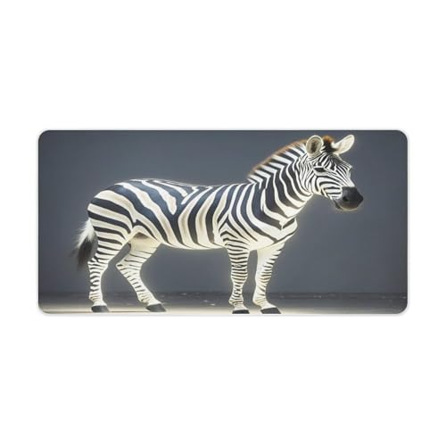 Tapis de souris zèbre grand format brillant avec base en gomme antidérapante