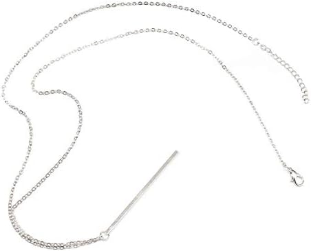 Larancie Boho Long Necklace Pendant Minimalist Vertical Bar Chain Necklace Fashion Neck Chain Jewelry for Women and Girls (Silver