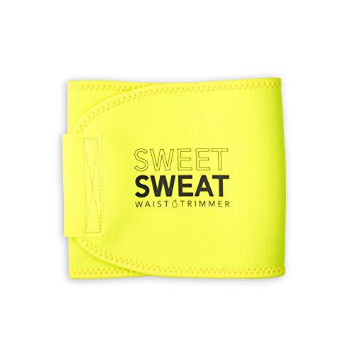 Image of Sports Research Sweet Sweat Waist Trimmer (Core Series) - Premium Sweat Enhancing Fitness Band for Women & Men - Neon Yellow, Medium