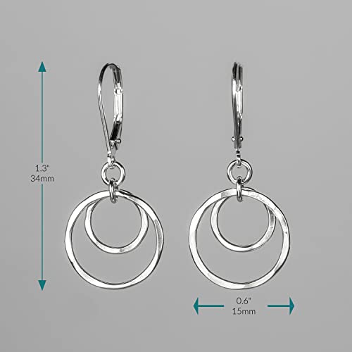 Latest Handmade Small Silver Circles Lever back Earrings - Minimalist Jewelry - Lightweight, Nickel Free Sterling Silver Dangle Earrings - Short Earrings4