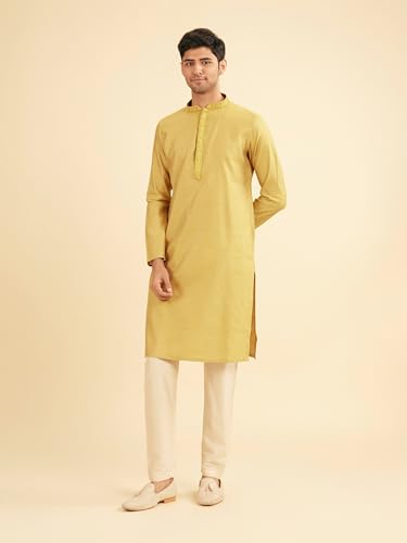 Image of Manyavar Men's Viscose Blend Self-Design Kurta Pyjama Set (2pcs)