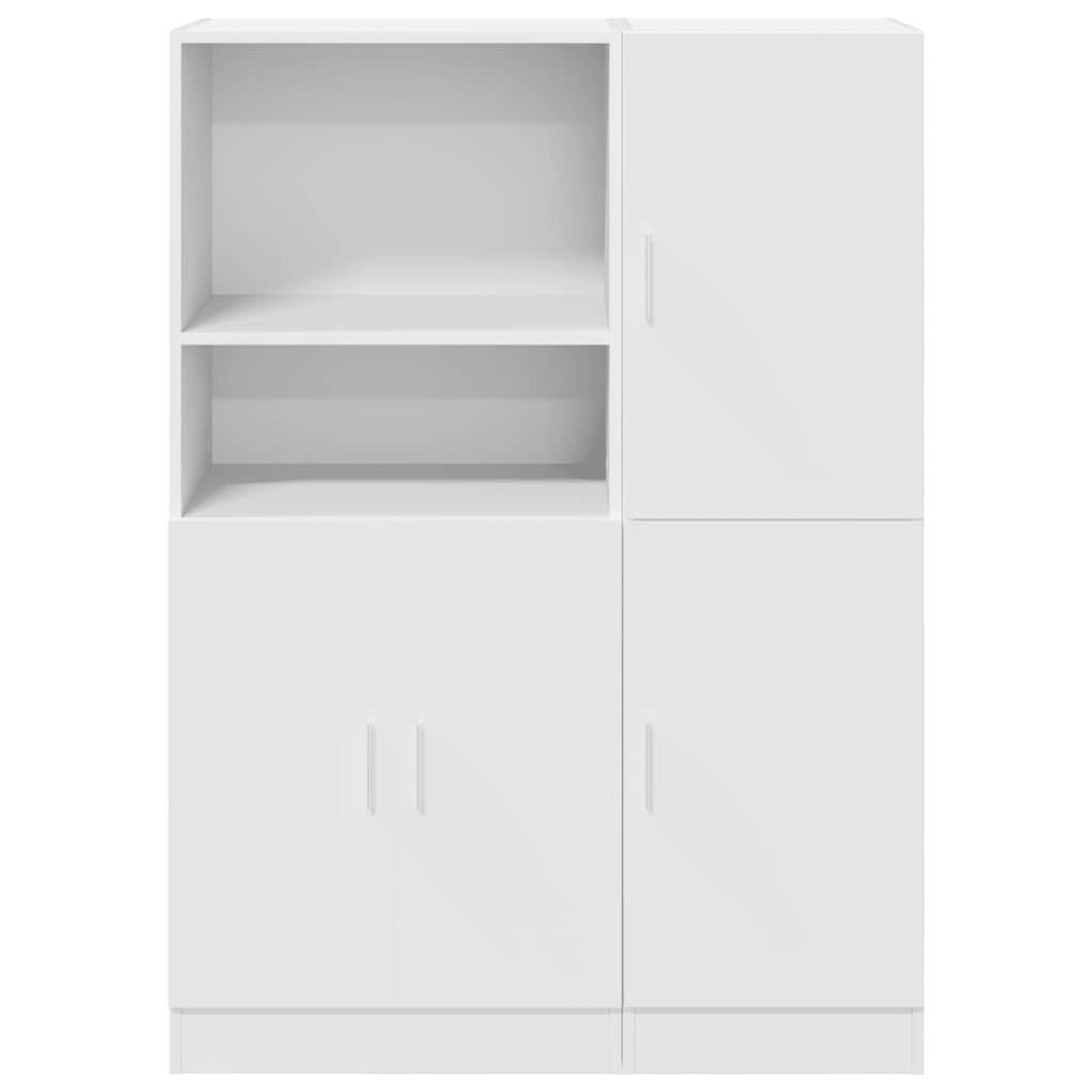 Weißes Küchenschrank Set aus Holzwerkstoff mit offenen Fächern, 95 x 41,5 x 131,5 cm, 2-teilig, für Küche, Restaurant, Hotel oder Büro, mit viel Stauraum und Variabler Türmontage