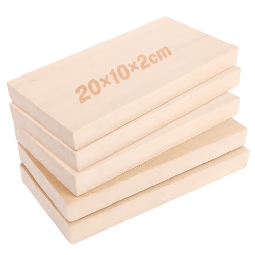 YAYODS 5 unidades de 20 x 10 x 2 cm de madera de tilo, madera de tilo para tallar, bloque de madera para tallar, bloque de madera para manualidades, bloques de madera para manualidades