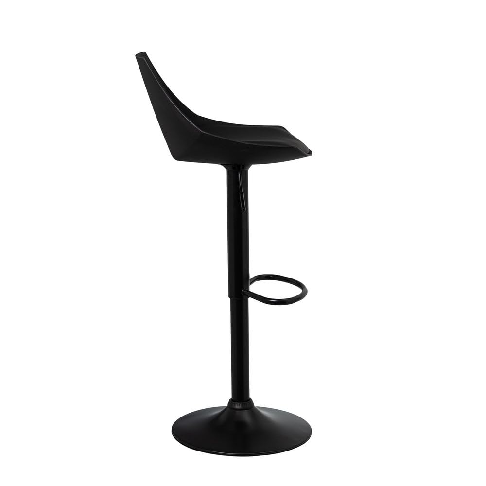 Taburete alto de cocina regulable en altura negro con respaldo alto | Asiento acolchado y tapizado en poliel. Respaldo alto rígido. Altura ajustable de 83 a 104 cm. Resiste hasta 120 kg