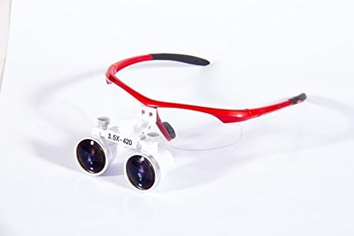 NSKI Marco plástico de vidrio óptico de las lupas binocular DY-102 de 3.5X420m m con el antivaho rojo.