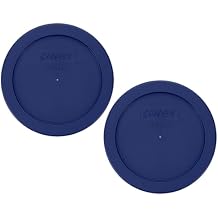 Pyrex 7200-PC 2 Cup Dark Blue Round Storage Lids - Original Genuine Pyrex Lids - 2 Pack