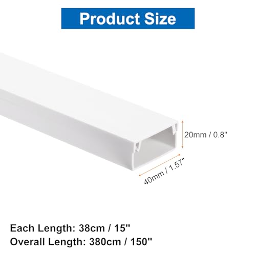 HARFINGTON 10 unidades cubierta para cables de pared 15 x 1,57 x 0,8 pulgadas (LxAnxAl), cubierta autoadhesiva para cables, canal de gestión de cables para TV, color blanco miniatura 2
