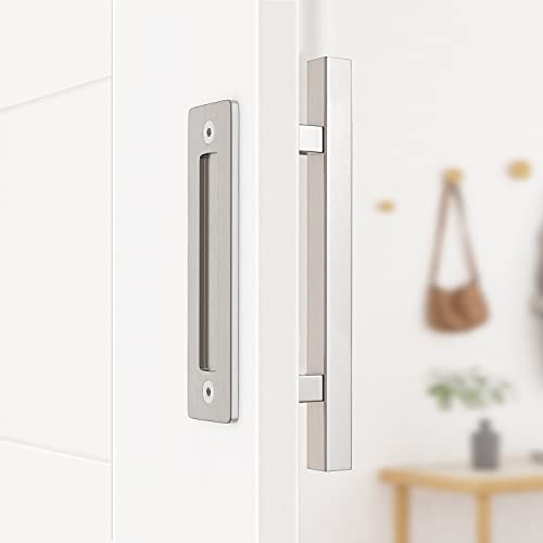 WINSOON Poignée de porte coulissante en acier inoxydable de 30,5 cm - Grande poignée de porte rustique rectangulaire - Convient pour portail, garage, armoire, carré Cover