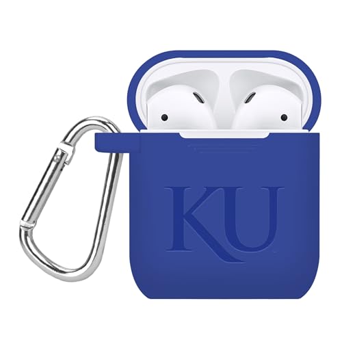 AFFINITY BANDS Kansas Jayhawks Engraved Silicone Case Cover Compatible with Apple AirPods Gen 1 & 2 (Blue)