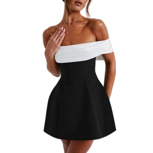AIBEARTY Women's Elegant Big Bow Off Shoulder Mini Dress Sexy Strapless Backless Party Cocktail Evening Wedding Dresses3