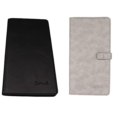 Zzteck Auto Insurance and Registration Card Holder - PU Leather Vehicle Glove Box Document Organizer - Car Essential Paperwork Holder for DMV, AAA, Contact Information Cards - Black + Gray Bundle. Cover