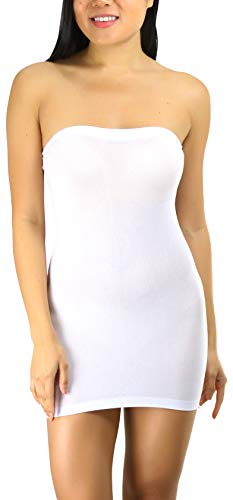 Image of ToBeInStyle Women's Sexy Novelty Sheer Strapless Slip Dress