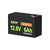 XZNY 12V 6Ah Lithium Battery, 4000+ Cycles 12V LiFePO4 Battery Built-in 10A BMS, 12 Volt 6Ah Deep Cycle Battery Great for Lighting Supply, Solar System, Ride on Toys, Fish Finders, Ups Backup