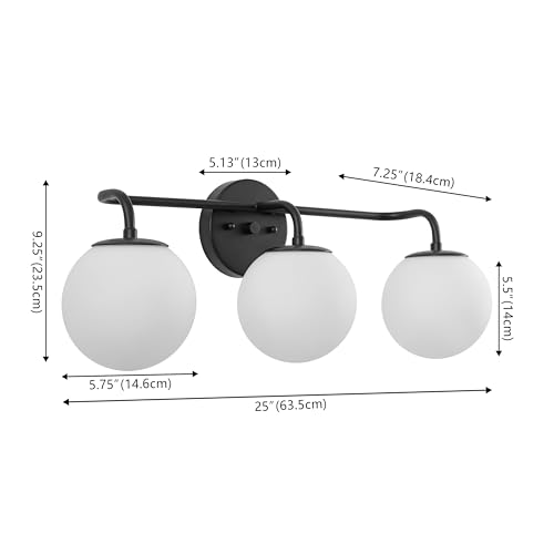 Image of JONATHAN Y Louis Parisian Globe 25 inch Vanity 3-Light, Black