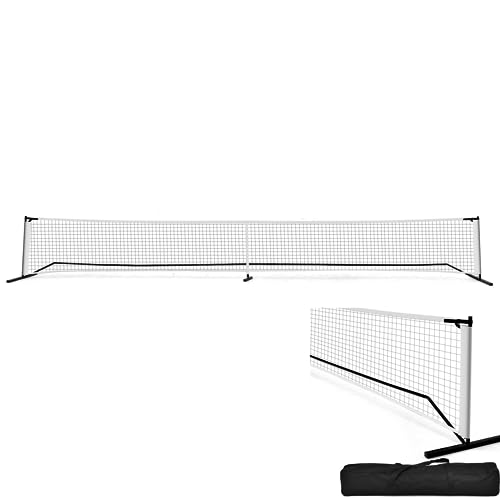 COSTWAY 6.7m/22ft Pickleball Tennis Net, Portable Pickle Ball Nets with Steel Frame, Carry Bag, Regulation Paddle Ball Net System for Indoor and Outdoor