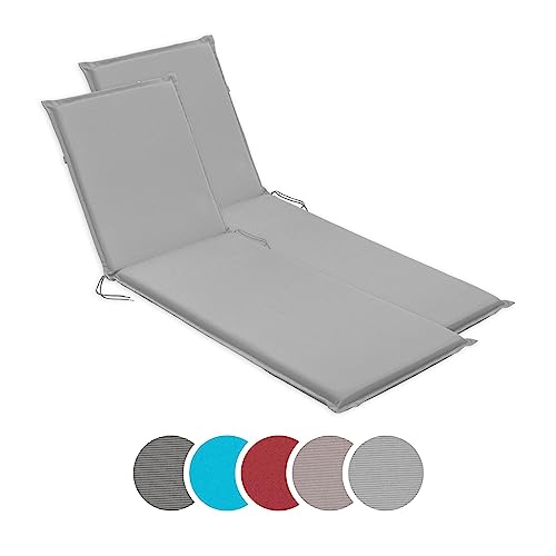 sleepling 197230 Lot de 2 Coussins d'extérieur pour chaises Longues | Chaise de Jardin | Bain de Soleil | Fabriqué en UE | Bande de réglage | Housse...