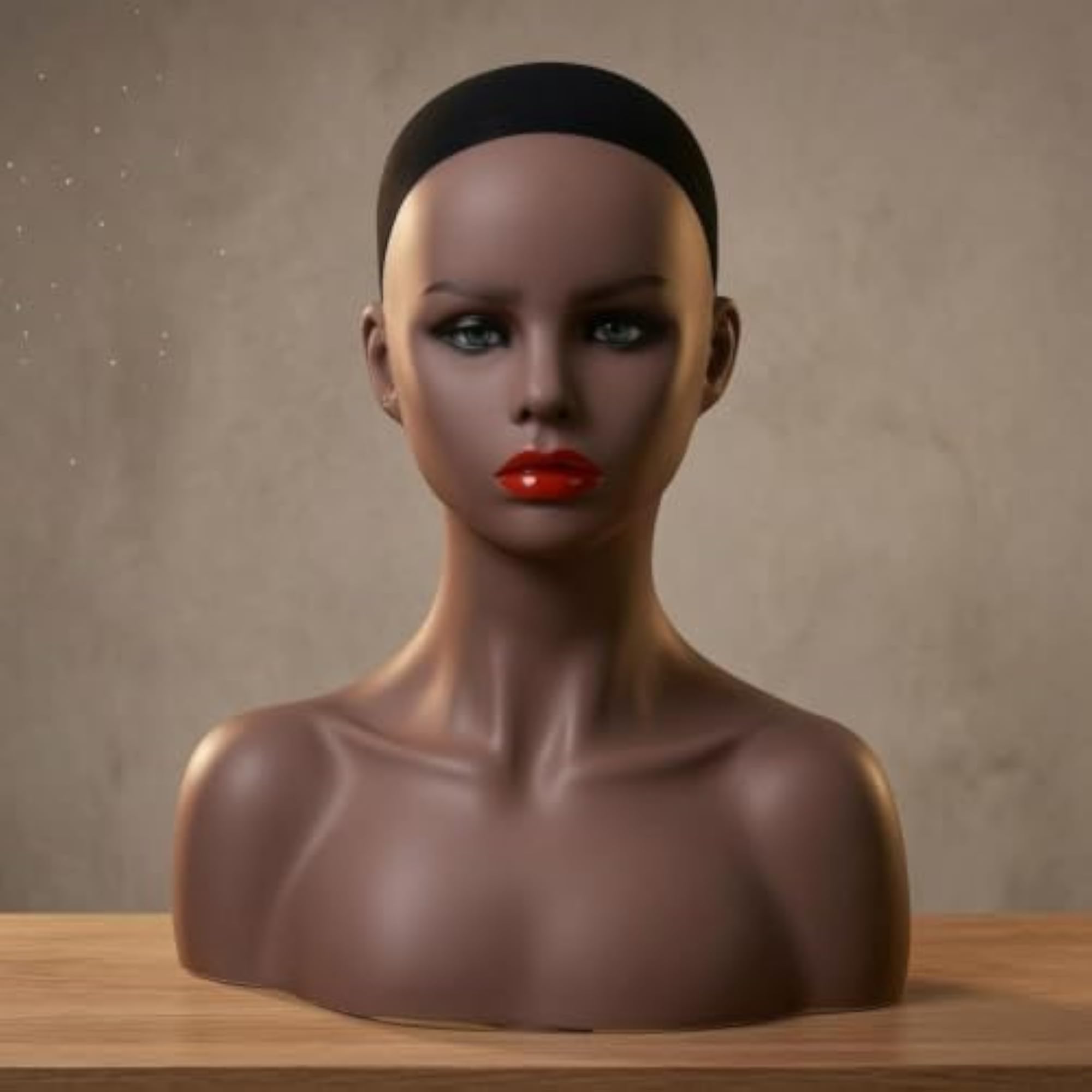 PVC Manikin Head with Shoulders, Brown Skin-Tone