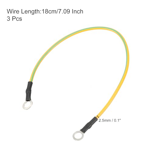 Image of MECCANIXITY ESD Grounding Cable Cord 18cm /7.09 Inch Long,Anti-Static Ground Wire Cable for Eliminate Conductor Electrostatic, Pack of 3(Yellow,Green)