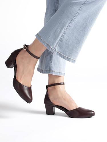 Image of Marc Loire Women's Pointed Toe Block Heel Fashion Sandals with Buckled Ankle Strap