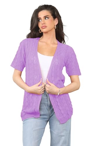 Image of Loxdonz Women's Short Sleeve Cropped Cardigan Sweaters Open Front Bolero Short Shrugs for Women