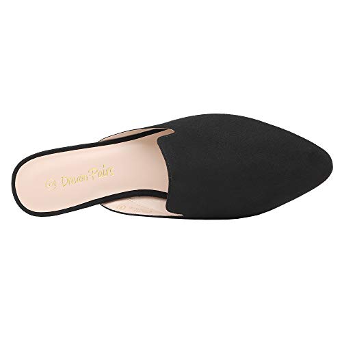 Dream Pairs Women's Dml211 Flat Mules Pointed Toe Backless Loafer Shoes, Black Suede, Size 8 #TOP3