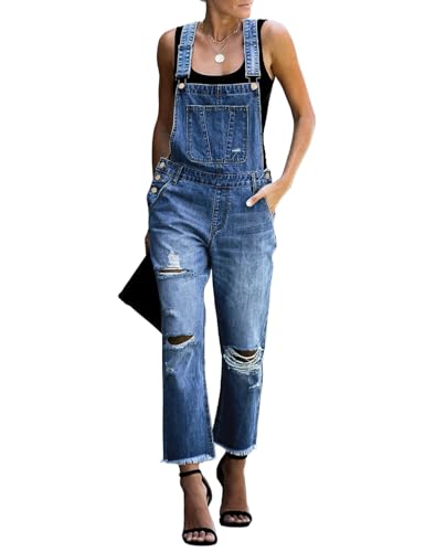 luvamia Women's Casual Stretch Adjustable Denim Bib Overalls Jeans Pants Jumpsuits