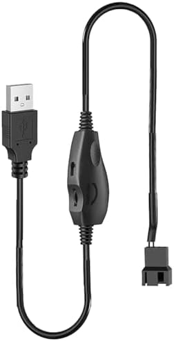 Gebildet 12V Voltage Step-Up USB to 3-Pin and 4-Pin PC Fan Sleeved Power Adapter Cable with Switch and Speed Regulator