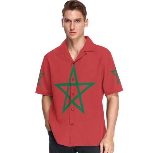 Chemise hawaïenne homme drapeau Maroc idéale pour vos vacances d'été
