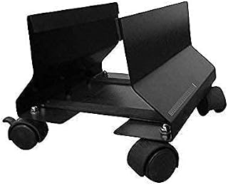 Bosney Metal CPU Trolley Sturdy Black CPU Stand with Wheels, Adjustable Computer Floor Stand Trolley with Caster Wheels, Durable PC Case Holder for Home & Office Use