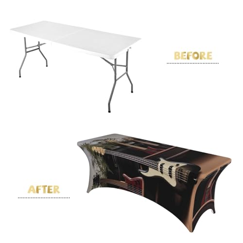 Nappe de table extensible 1,8m motif guitare rectangulaire lavable