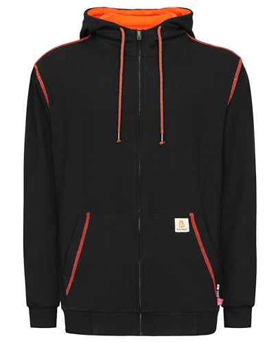 BOCOMAL FR 7.5oz Cotton Lightweight Hoodies Zipper Up Flame Resistant Long Sleeve Hooded Sweatshirts Non Fleece