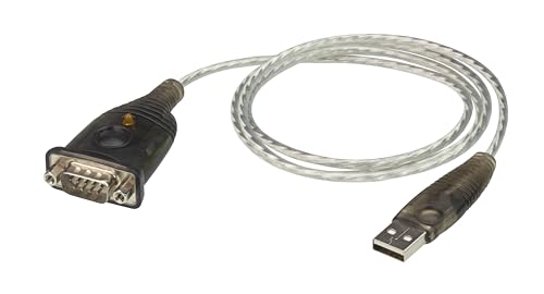 Adaptador Aten UC232A1 de USB A a DB-9 RS-232 en color negro y plata