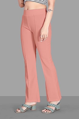 Image of Women's High Waist Bell Bottom Trouser, Elastic Flared Bootcut Pants