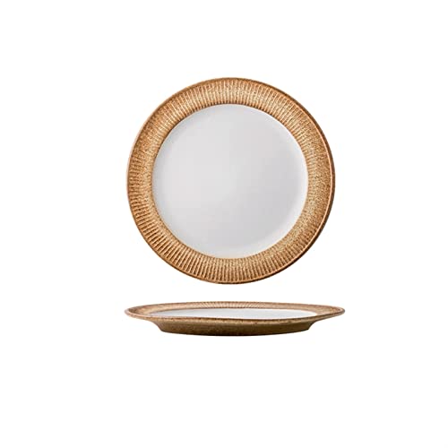 Placa de Servicio 8.6 Platos de cerámica Vintage en el hogar Dinina de Alivio Redondo Cena de Estilo Chino Cena de Porcelana Hecho a Mano Microondas/lavavajillas Platos