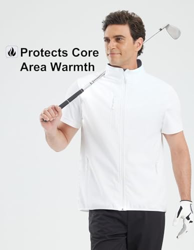 Men's Softshell Vest Fleece-Lined Windproof Sleeveless Jacket for Travel Hiking Fishing Running Golf2