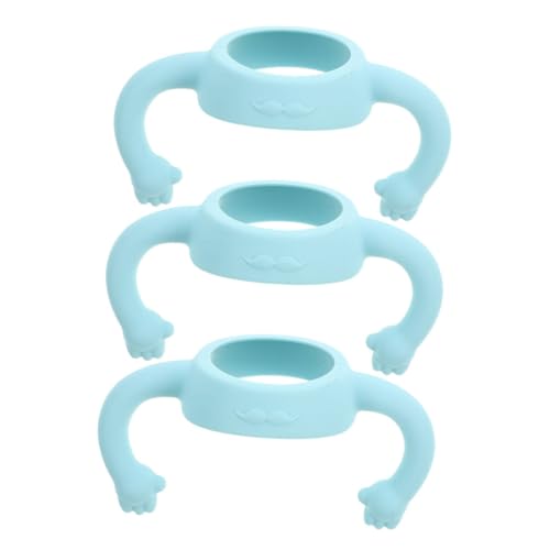Yardwe 3 Piezas Mango de botella de silicona biberones primero Manija de botella de bebé Accesorios para recién nacidos empuñadura manijas de biberón manijas de botellas de leche Sky-blue