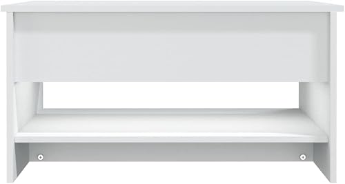 Miniatura 6 de Mesa de centro central, mesa de centro elevada de madera maciza, adecuada para sala de estar, oficina, balcón, color blanco, 31.5 x 19.7 x 15.7