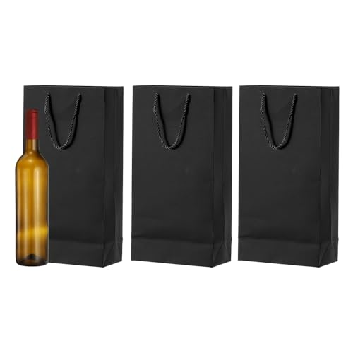Sacs bouteilles de vin kraft noir emballage cadeau mariage anniversaire 34x17cm